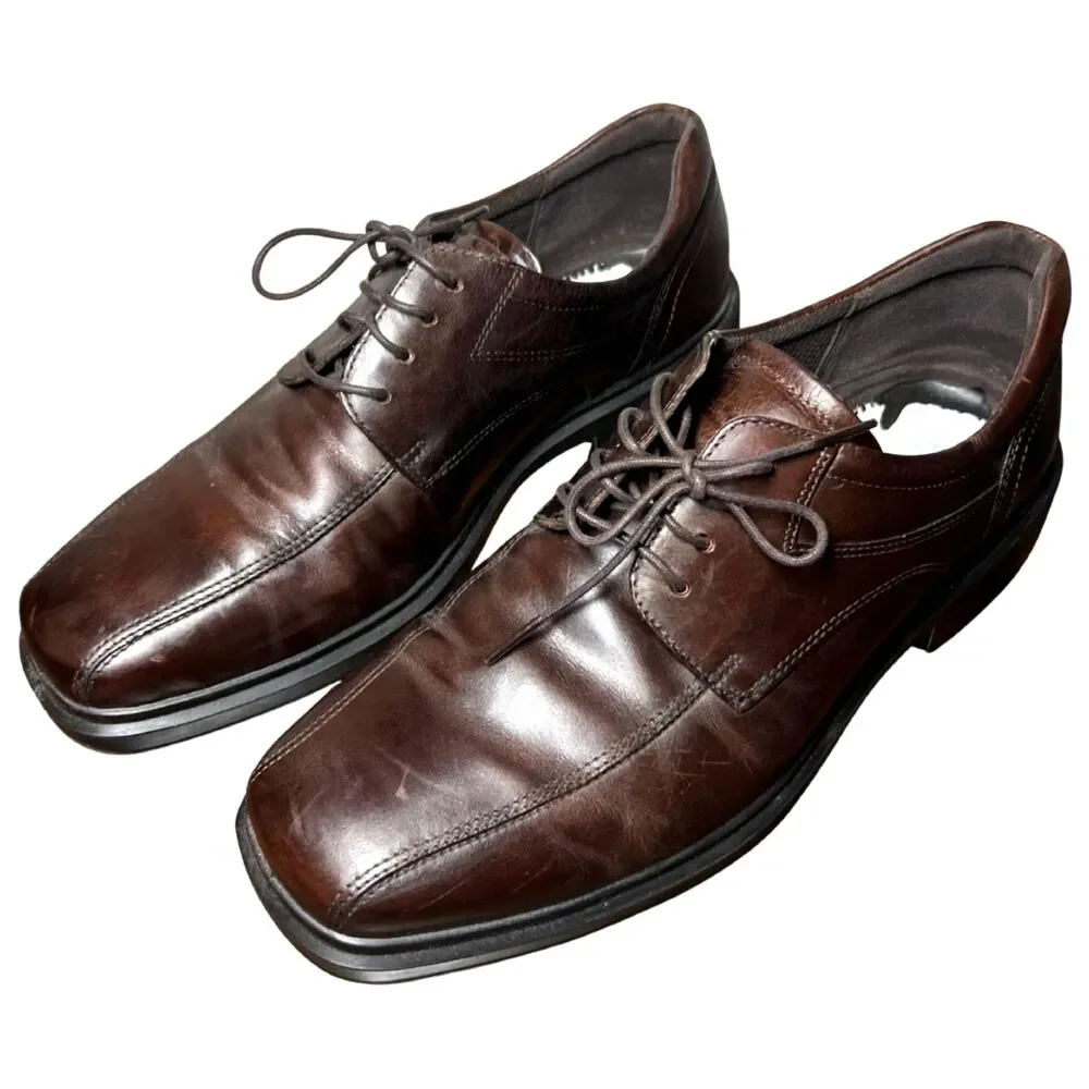 ECCO Mens Brown Leather Oxford Dress Shoes EU 44 US 10–10.5 No Original Insoles
